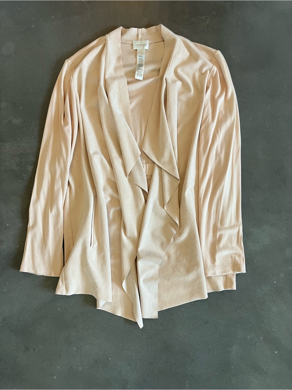 Chico's Women's Light Cream Draped Open-Front Blazer